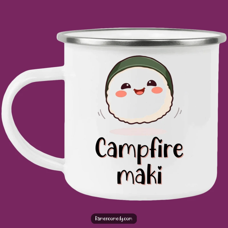 Funny Smiling Sushi Spinning Camping Mug - Playful Outdoor Cup