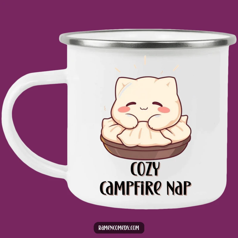 Funny Gyoza Camping Mug: Cozy Adventures with a Napping Character