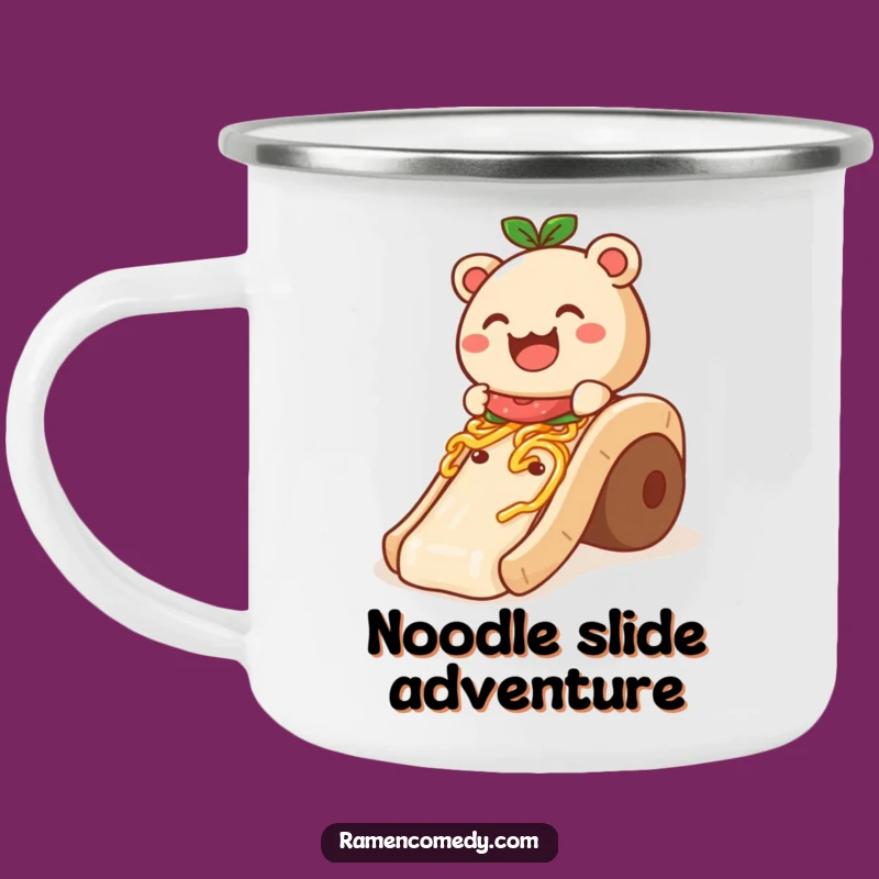 Funny Enamel Mug: Bao Bun Noodle Slide Fun, Rugged and Hilarious Funny Gift for Campers