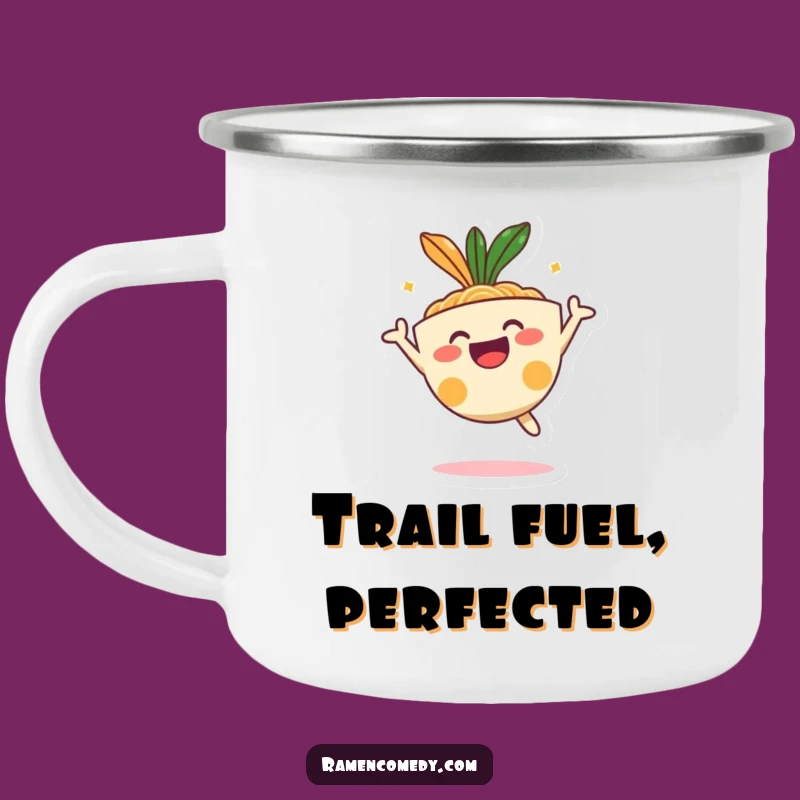 Funny Happy Ramen Bowl Jumping Camping Mug - Joyful Outdoor Cup