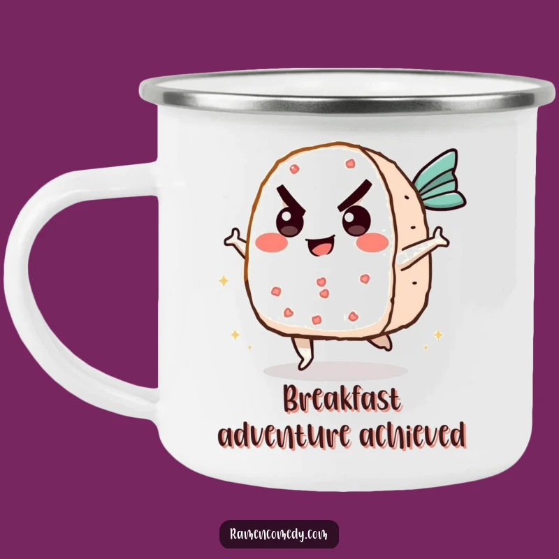 Funny Onigiri Kicking Fish Cake Camping Mug - Adventure Fuel Gift