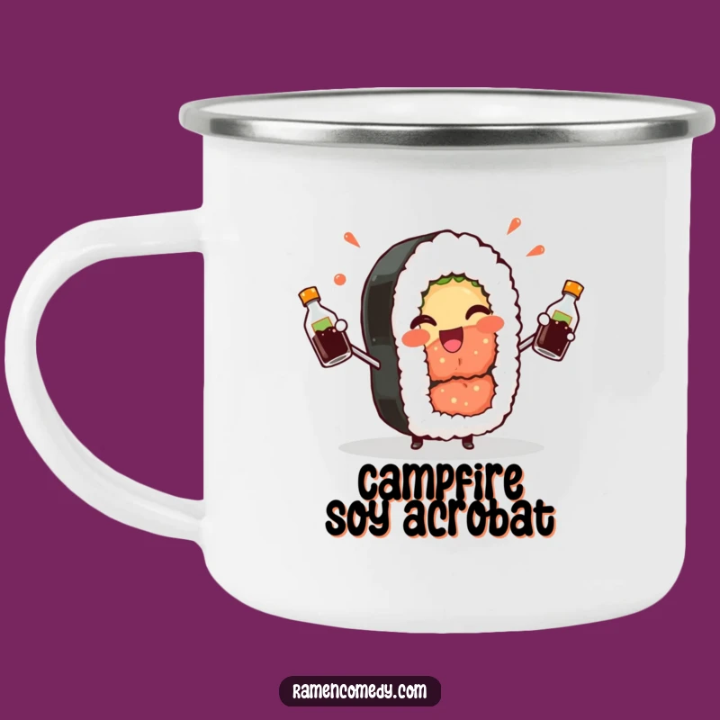 Funny Sushi Roll Camping Mug: Outdoor Fun with a Winking Juggler