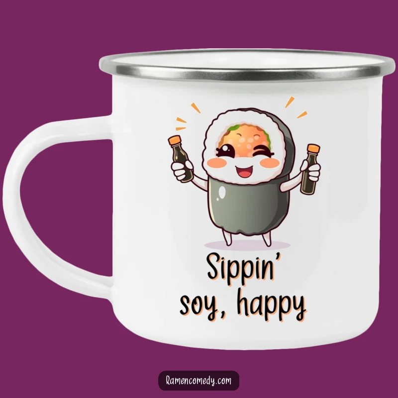 Funny Sushi Roll Wink Camping Mug: Adventure-Ready Hilarious Gift