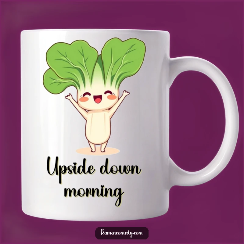 Funny Bok Choy Headstand Mug: Yoga Veggie Gift for Fitness Fun