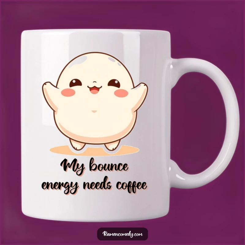 Funny Dumpling Bounce Mug: Adorable Happy Food Character for a Joyful, Funny Gift