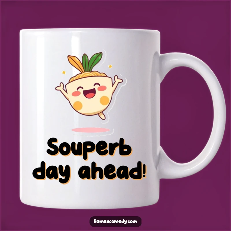 Funny Happy Ramen Bowl Jumping Mug - Joyful Foodie Gift