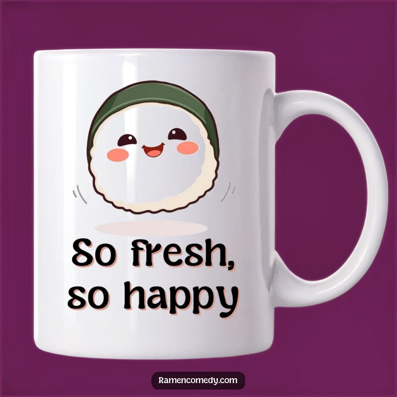 Funny Smiling Sushi Spinning Mug - Playful Japanese Food Gift