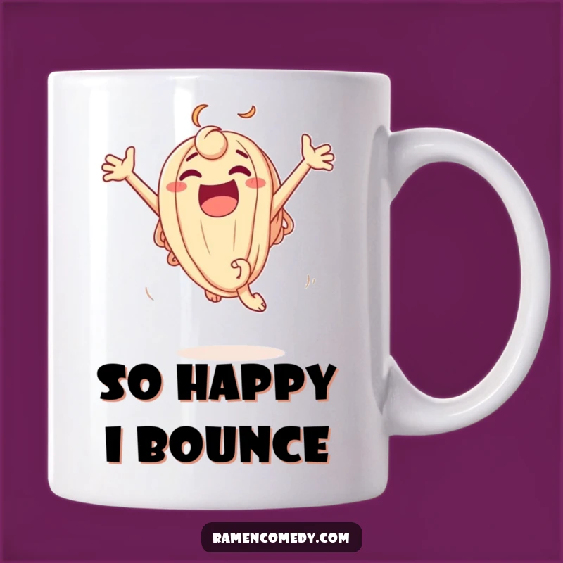 Funny Udon Leap Mug: Excited Noodle Character Gift for Joyful Mornings!