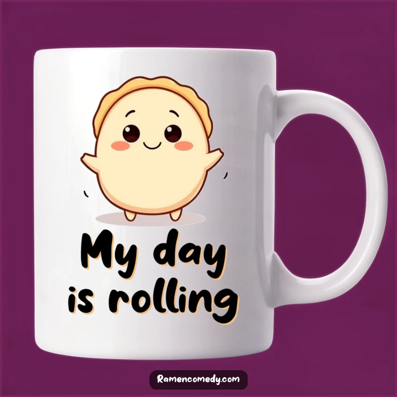Funny Gyoza Mug: Happy Character Rolling Delight - Perfect Asian Food Gift!