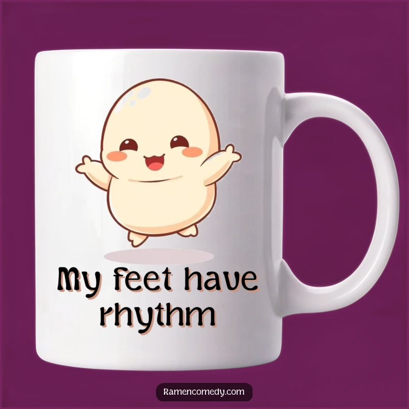 Funny Dumpling Dancer Mug - Adorable Character Kicking Joyfully, Perfect Funny Gift