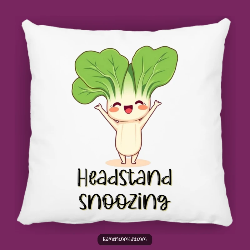 Cozy Funny Bok Choy Headstand Pillow: Soft & Serene Veggie Accent