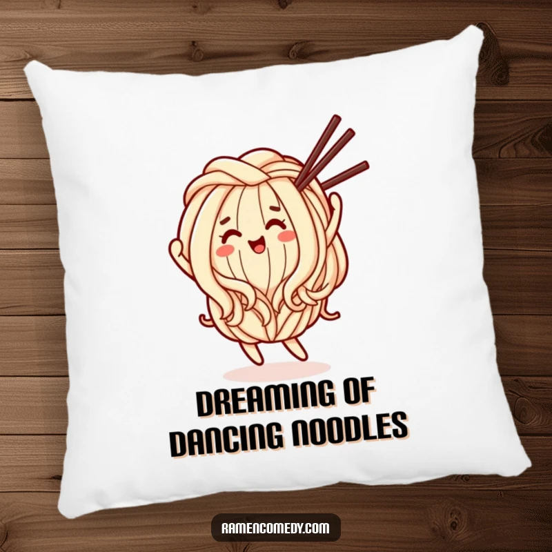 Funny Pillow: A soft pillow featuring a happy udon noodle character dancing with chopsticks.