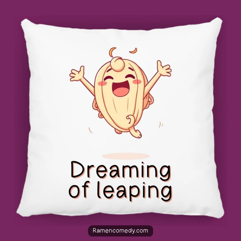 Funny Udon Leap Pillow: Cozy Comfort with an Excited Noodle Character!