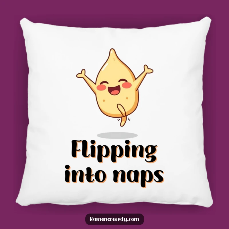 Funny Gyoza Cartwheel Pillow: Cozy Up with this Smiling Dumpling's Funny Comfort Gift