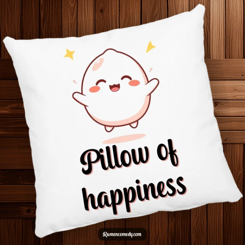 Funny mochi bounce pillow with a cute mochi character happily bouncing with infectious joy, adding a touch of playful comfort.