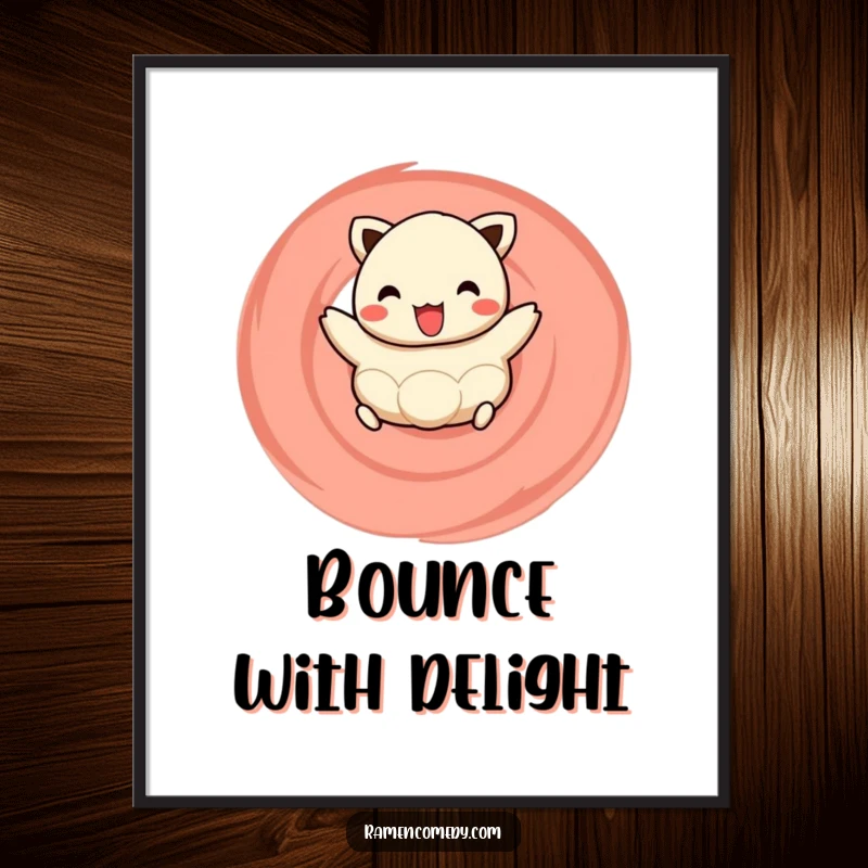 Funny digital art of a happy dumpling joyfully hopping on a naruto swirl, perfect for adding instant culinary cheer.