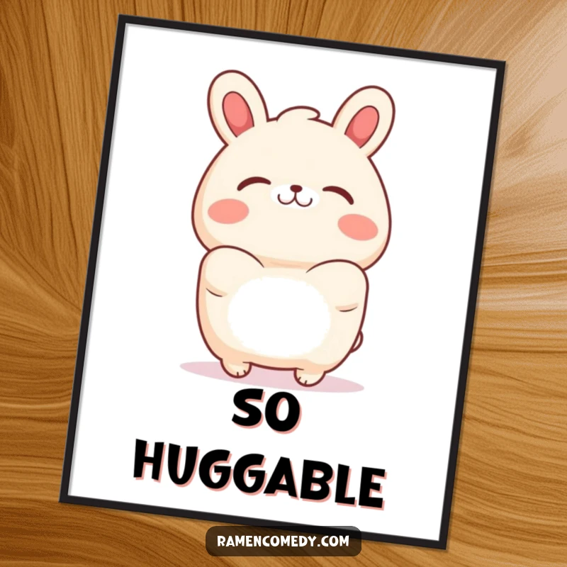 Funny bao bun digital art print of a character giving a tender hug, ready for instant download.