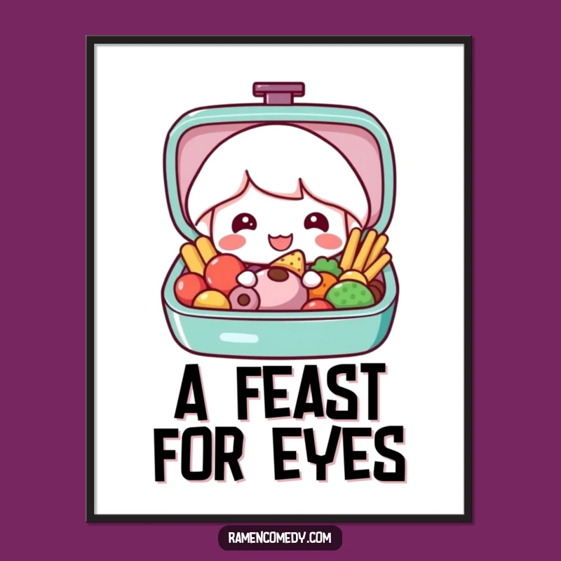Funny Bento Box Digital Art: Colorful Character Decor, Gift Idea