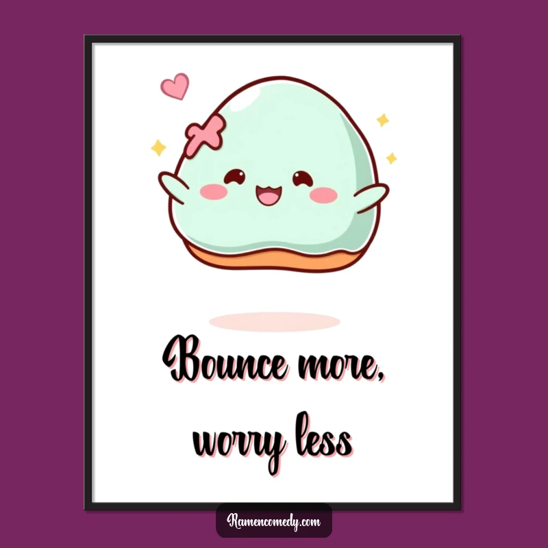 Funny Digital Art: Bouncing Mochi Glee, Whimsical Printable Funny Gift for Instant Sweetness
