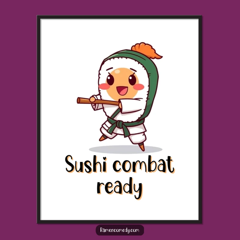 Funny Happy Sushi Karate Chop Digital Art - Instant Funny Foodie Gift