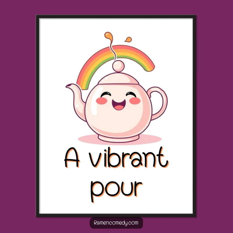 Funny Rainbow Teapot Digital Art: Instant Whimsical Decor Download