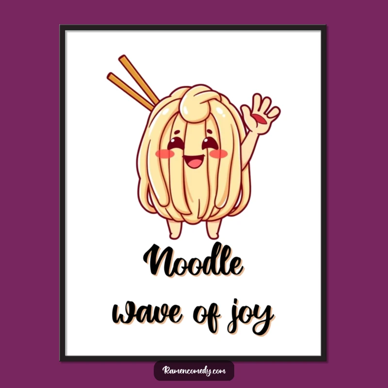 Funny Waving Udon Digital Art - Cheerful Noodle Decor