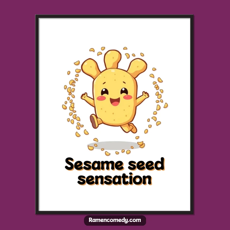 Funny Tempura Digital Art: Joyful Leaper Print, Instant Foodie Decor