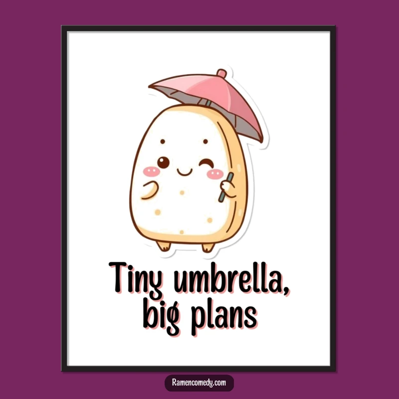 Funny Onigiri Umbrella Digital Art Print Instant Hilarious Decor for Your Space