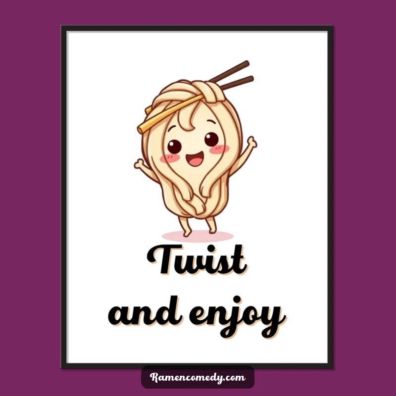 Funny Udon Noodle Digital Art: Joyful Dancing Character, Instant Funny Gift