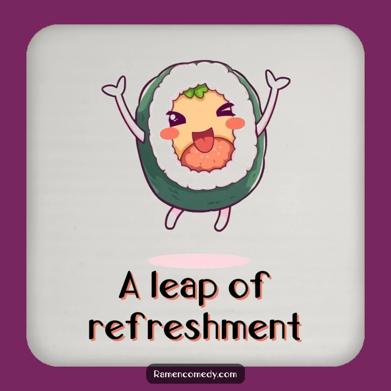 Funny Sushi Leap Coaster: Protect Surfaces with Cheerful Roll's Funny Gift