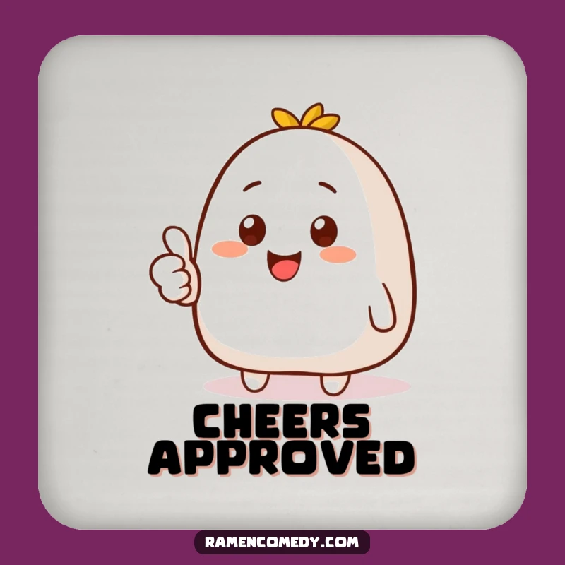 Funny Onigiri Thumbs Up Coaster - Smiling Art - Protect Surfaces with Humor Gift