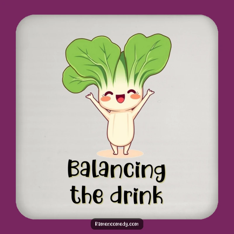 Funny Bok Choy Headstand Drink Coaster: Protect Surfaces with Veggie Style
