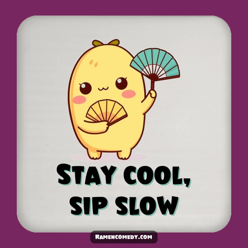 Funny Tamagoyaki Fan Coaster - Charming Character Drink Protector, Small Gift!