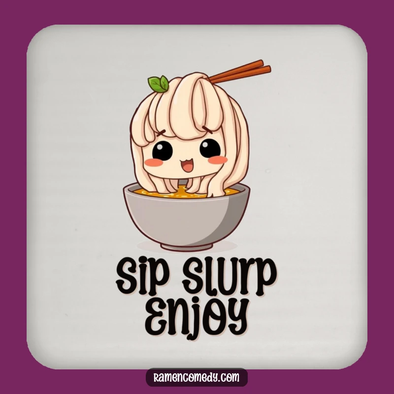 Funny Drink Coaster: Udon Noodle Broth Sip, Protects Surfaces with Hilarious Funny Gift Flair