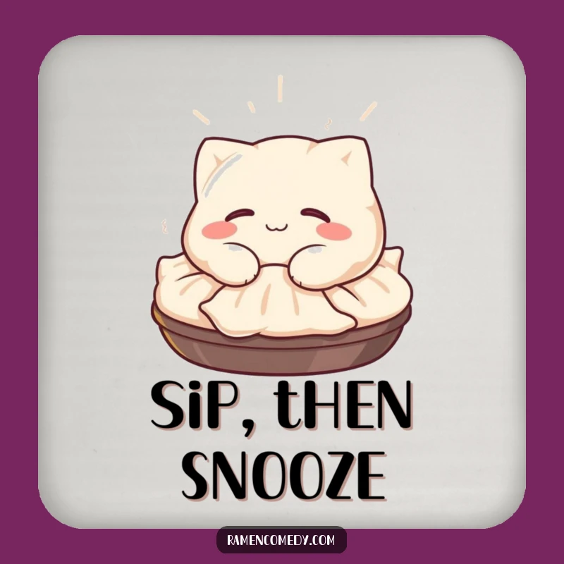 Funny Gyoza Coaster: Protect Surfaces with Napping Character Style