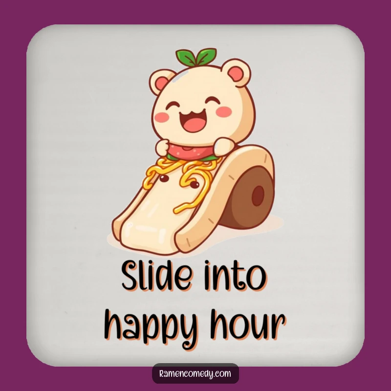 Funny Drink Coaster: Bao Bun Noodle Slide, Protects Surfaces with Hilarious Funny Gift Flair