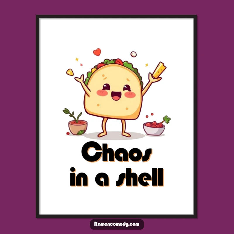 Funny Taco Juggling Ingredients Poster - Vibrant Wall Art