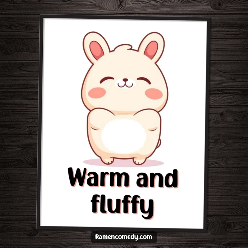 Funny bao bun poster illustrating a lovable character extending a gentle hug, adding charm to any room.