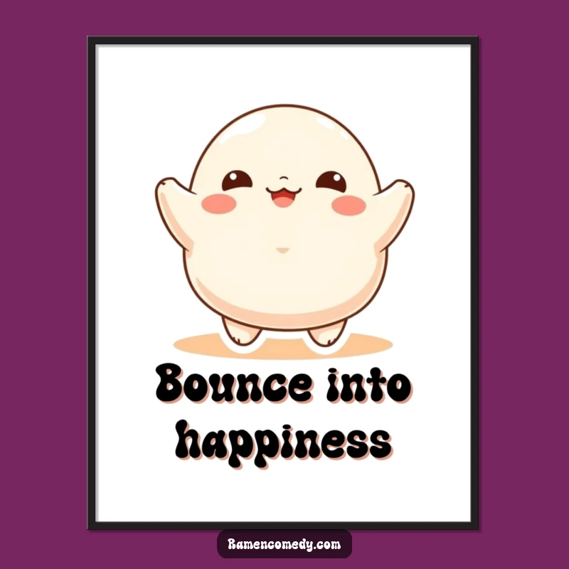 Funny Dumpling Bounce Poster: Adorable Happy Food Art for a Joyful, Hilarious Wall Display Gift