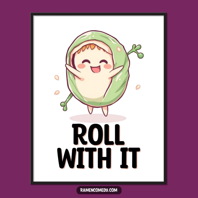 Funny Food Poster: Seaweed Wrap Cartwheel, Whimsical and Hilarious Funny Gift for Kitchen Decor
