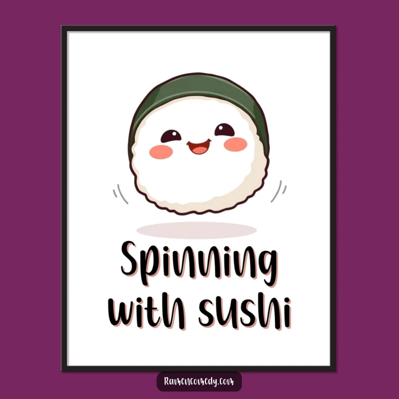 Funny Smiling Sushi Spinning Poster - Playful Food Art