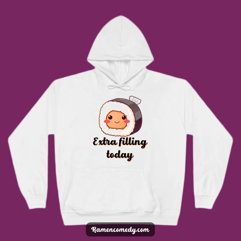 Funny Bashful Sushi Roll Hoodie: Cozy Japanese Food Apparel for Cold Days