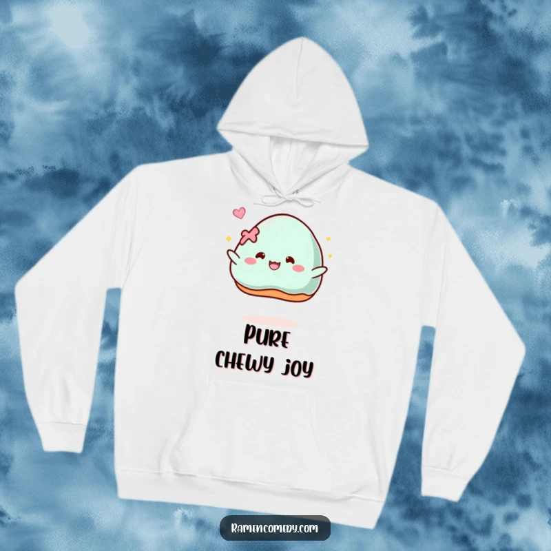 Funny Hoodie: A piece of mochi bounces cheerfully, offering cozy comfort and a dose of playful glee.