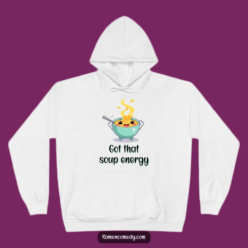 Funny Soup Character Hoodie: Cozy Up with Playful, Spoon-Wielding Cheer
