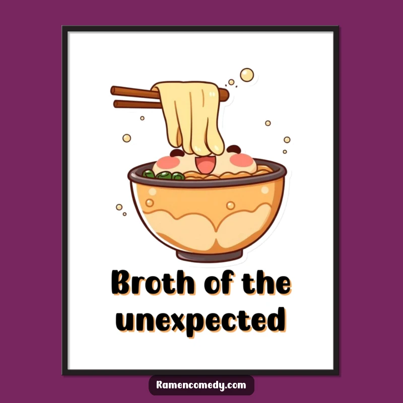 Funny Free Printable Wall Art: Energetic Ramen Broth Splash - Downloadable Decor