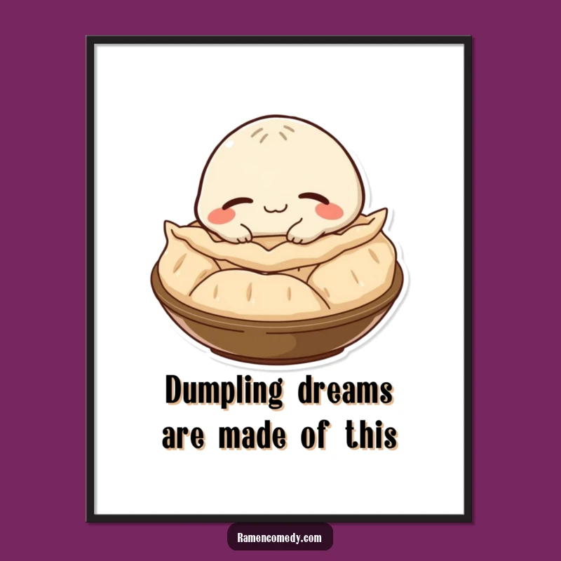 Funny Free Printable Wall Art: Napping Gyoza for a Cozy Home Decor