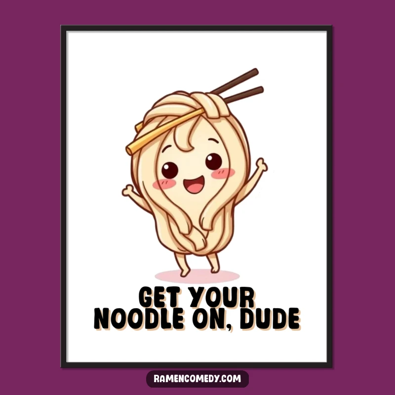 Free Printable Udon Noodle Wall Art: Happy Dancing Character Downloadable Decor