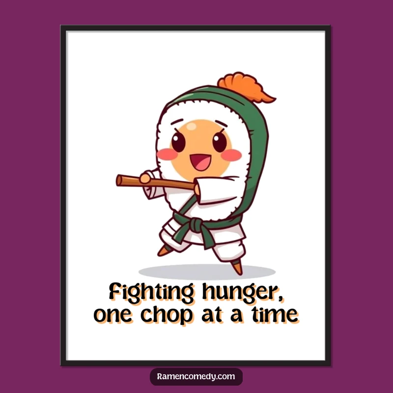 Free Printable Wall Art: Sushi Karate Chop Action Funny Downloadable Art