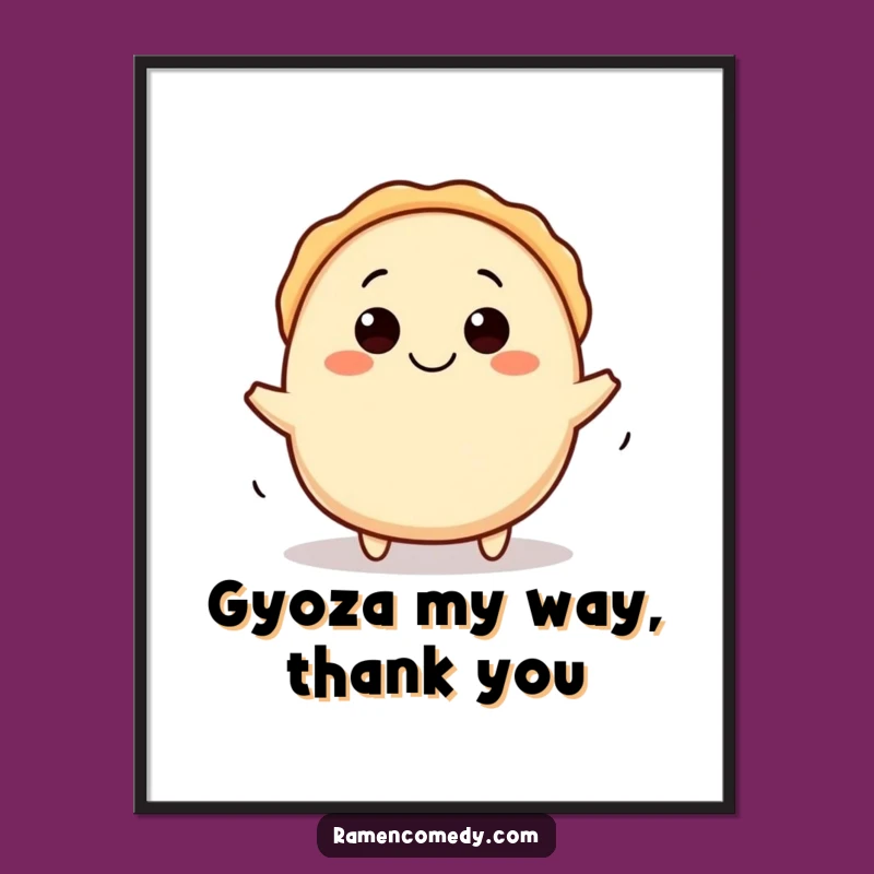 Free Printable Funny Gyoza Wall Art - Rolling Dumpling Downloadable Decor Gift