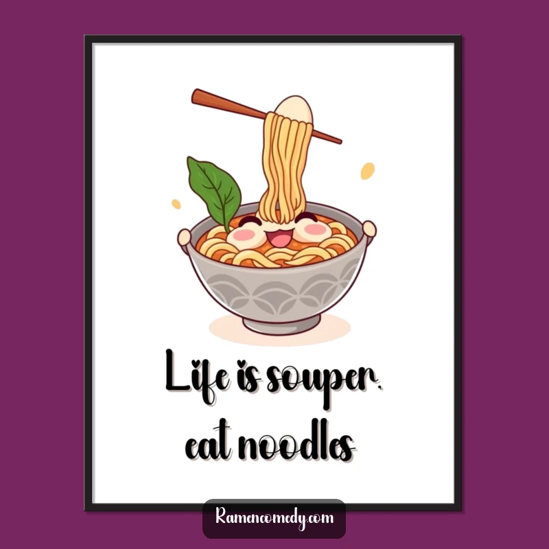 Funny Free Printable Ramen Wall Art: Juggling Noodles Downloadable Art